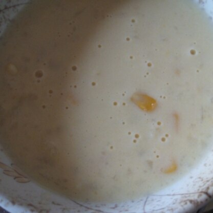 おいしくいただきました♥今日の朝食に。パンの日はコーンスープを作ることが多いこの頃です。ごちそうさまでした。